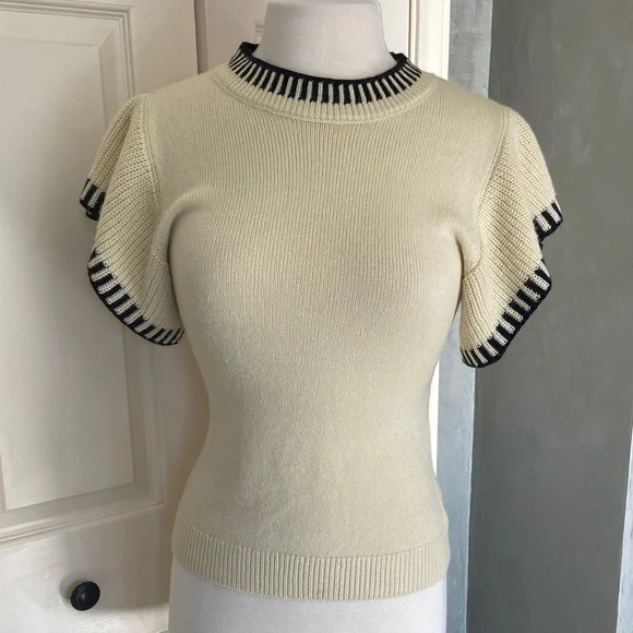 Vici Cream and Black Crew Neck Sweater - Picture 1 of 3